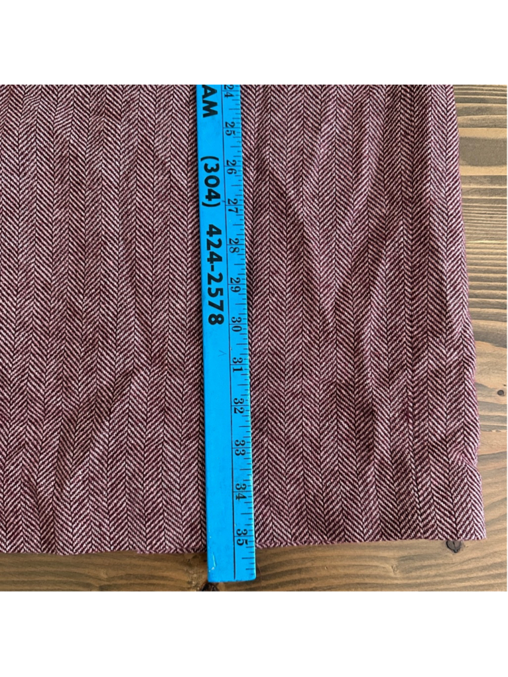 JG Hook Wool Pencil Skirt Womens 6 Burgundy Herringbone Career Skirt - Picture 9 of 9